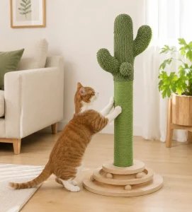 PawHut Poste rascador cactus con juego de pistas